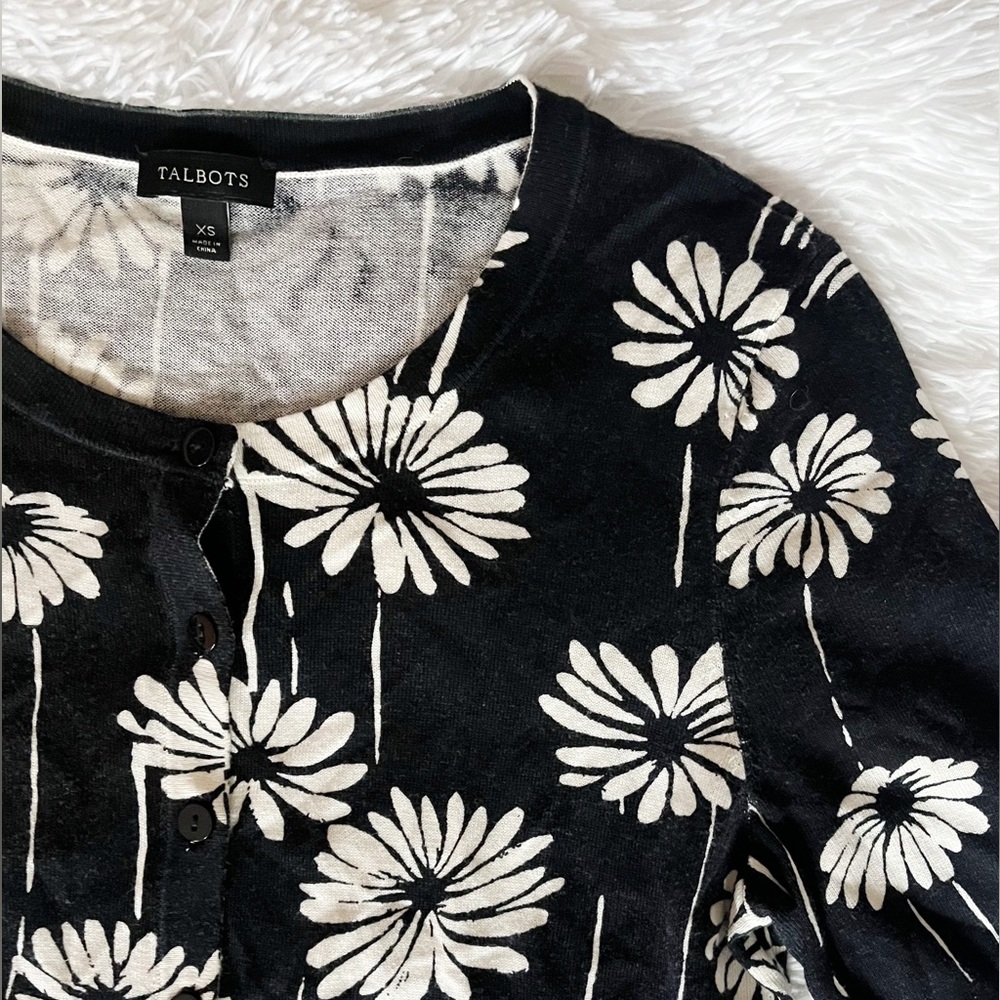 Talbots flower cardigan